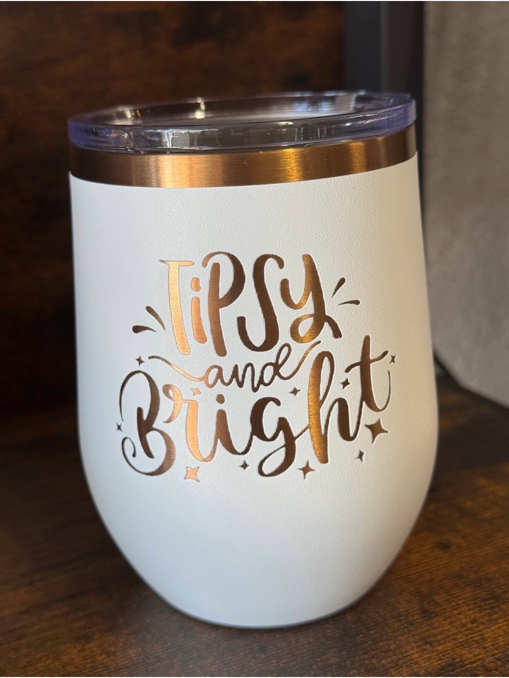 Tipsy and Bright White Insulated Wine Tumbler